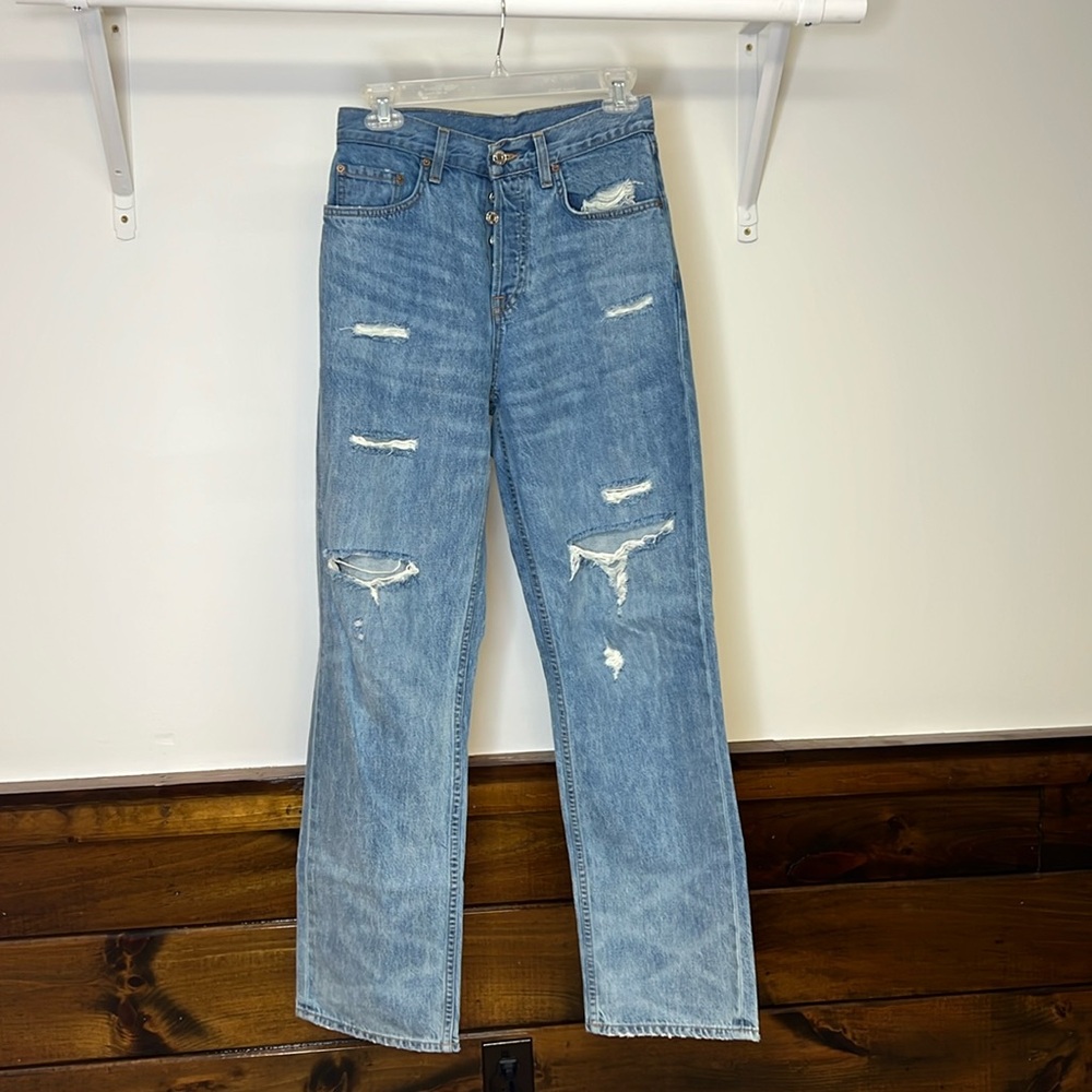 GRLFRND Bella Low Rise Boyfriend Distressed Jeans in Telegraph Hill-‎ 24